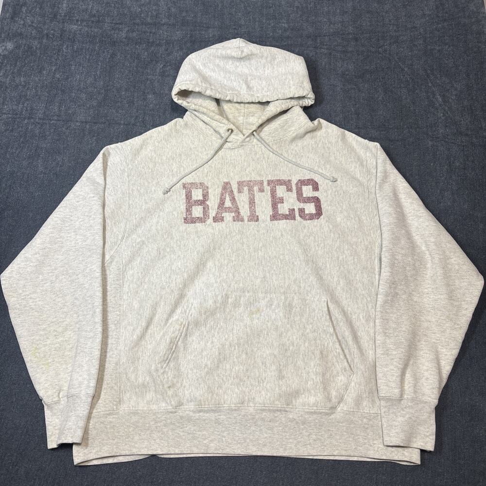 Champion Reverse Weave Bates College Hoodie Size XL Gray Vintage